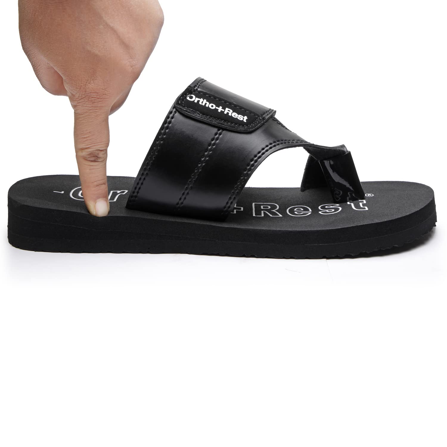 Ortho Rest Extra Comfortable Ortho Slippers for Men Daily Use (M444A) - Black