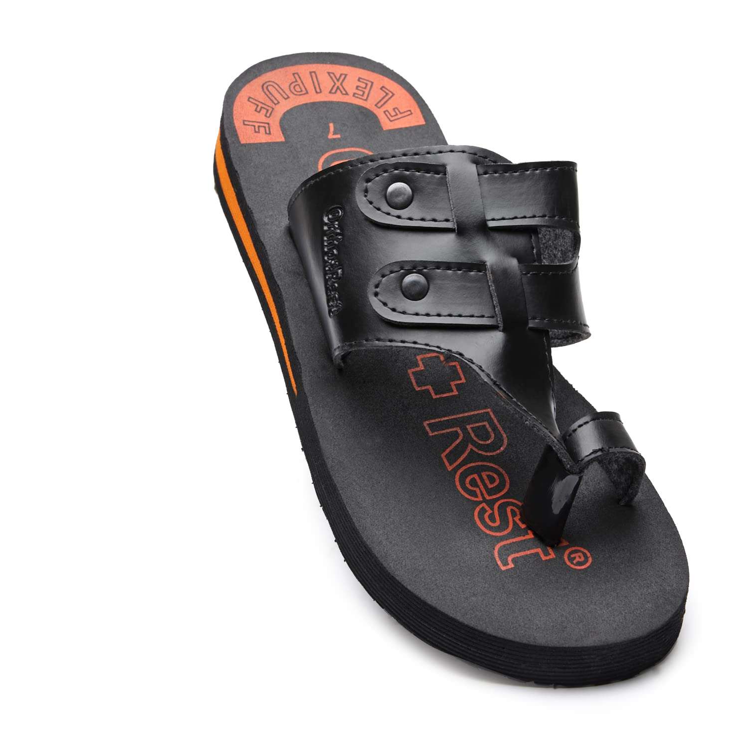 Ortho Rest Extra Comfortable Ortho Slippers for Men Daily Use (M444) - Black