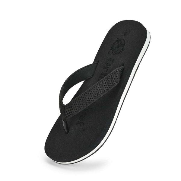 Ortho Rest Women's Comfortable and Stylish Flat Sandals Slipper | Soft Sole Casual Slip-On with back foot support (L217) - Black