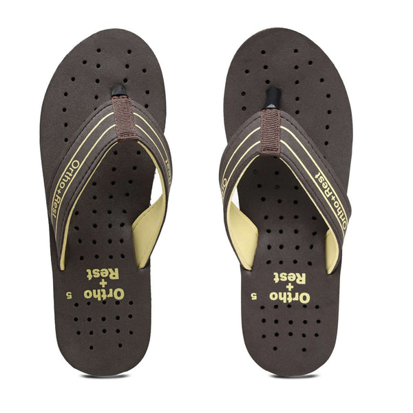 Ortho Rest Women's Comfortable and Stylish Flat Sandals Slipper | Soft Sole Casual Slip-On with back foot support (L331) - Brown