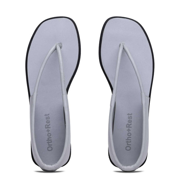 Ortho Rest Women's Comfortable and Stylish Flat Sandals Slipper | Soft Sole Casual Slip-On with back foot support (HH02) - Grey