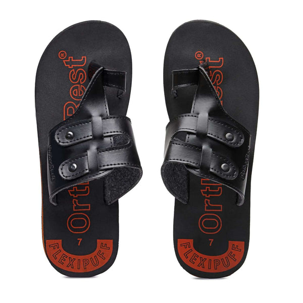 Ortho Rest Extra Comfortable Ortho Slippers for Men Daily Use (M444) - Black