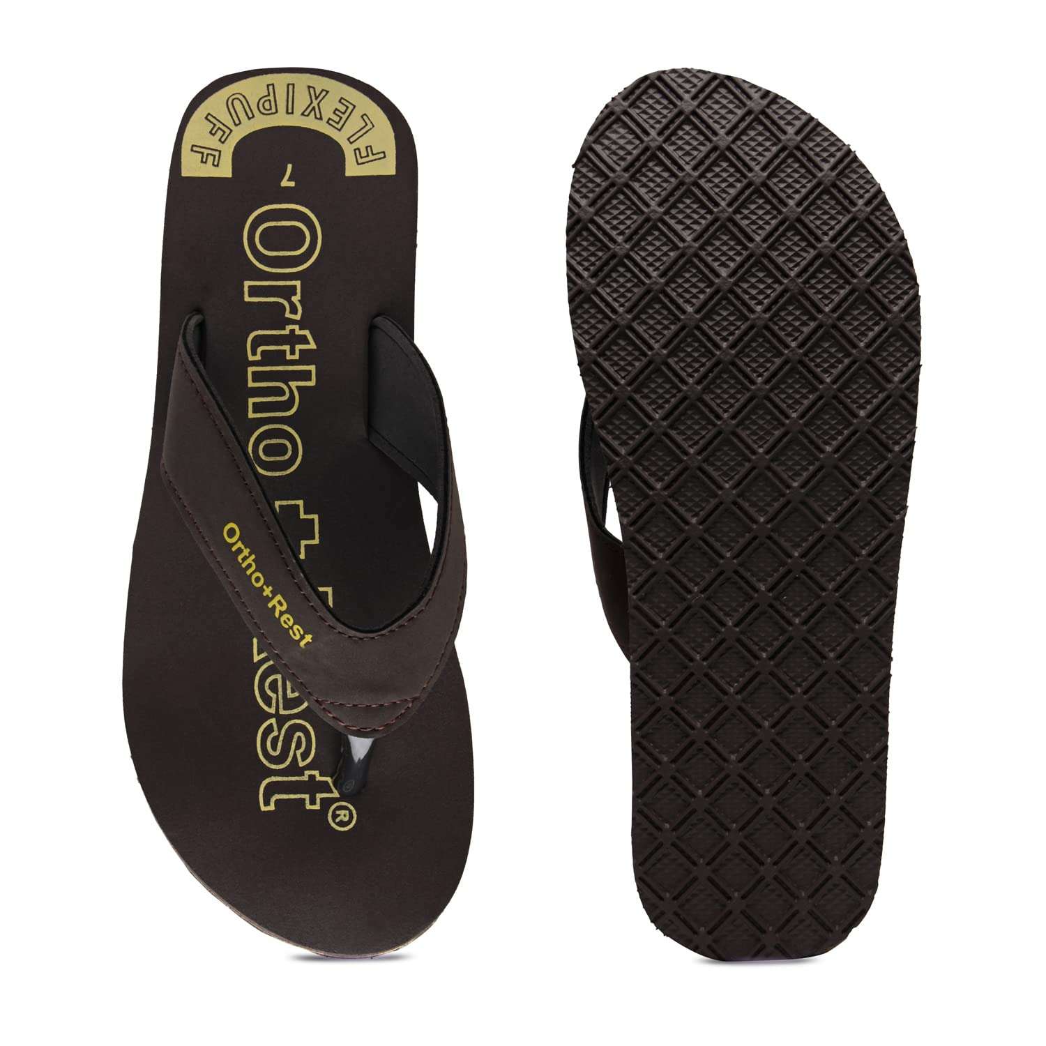 Ortho Rest Men Slipper  Super Soft, Lightweight and Comfortable Flip Flops for Home Daily Use (M555) - Brown