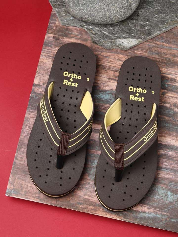 Ortho Rest Women's Comfortable and Stylish Flat Sandals Slipper | Soft Sole Casual Slip-On with back foot support (L331) - Brown