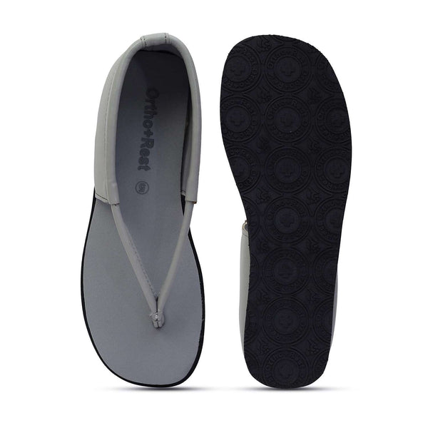 Ortho Rest Women's Comfortable and Stylish Flat Sandals Slipper | Soft Sole Casual Slip-On with back foot support (HH02) - Grey