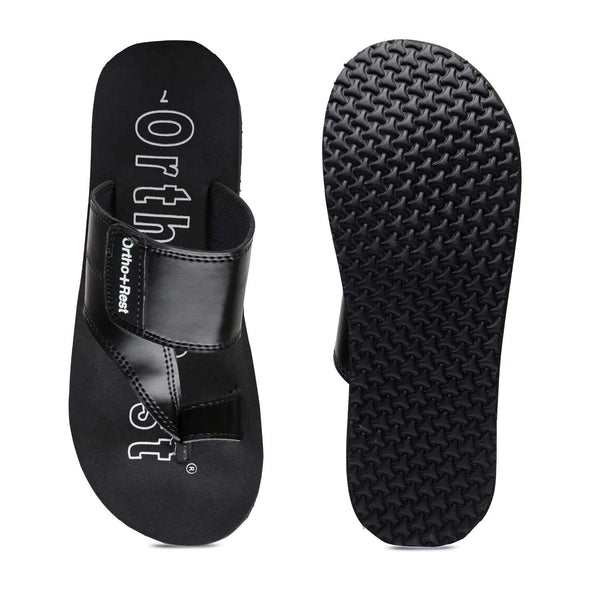 Ortho Rest Extra Comfortable Ortho Slippers for Men Daily Use (M444A) - Black