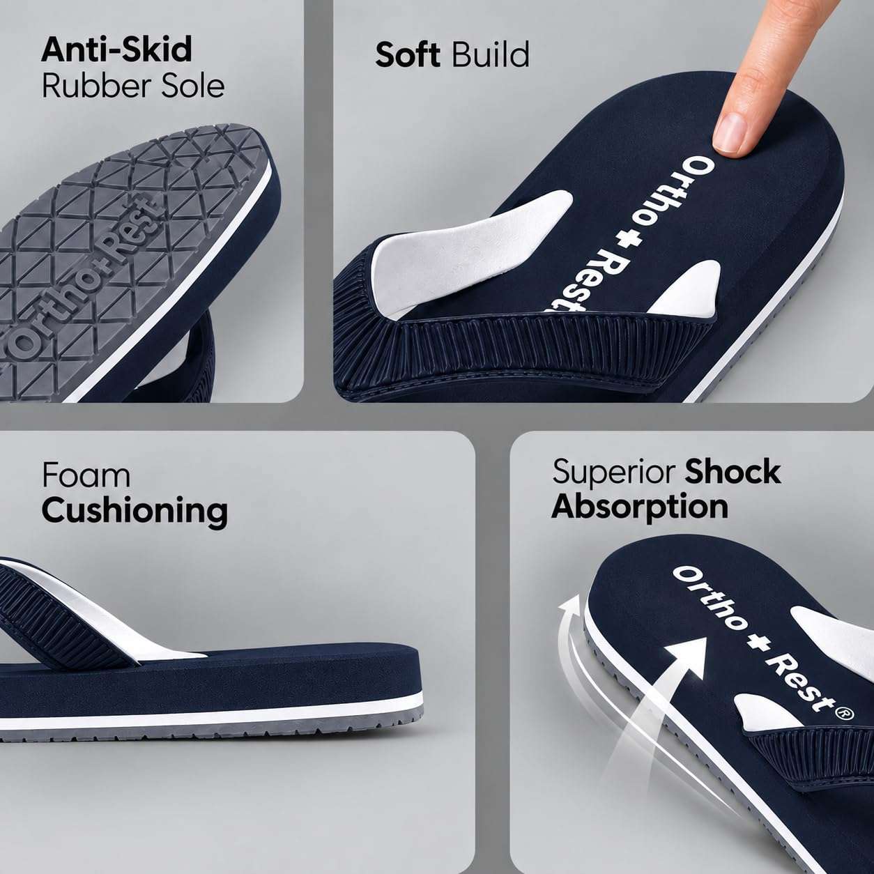 Ortho Rest  Slippers for Women with Cushioned Anti-Skid Sole (L219) - Navy Blue
