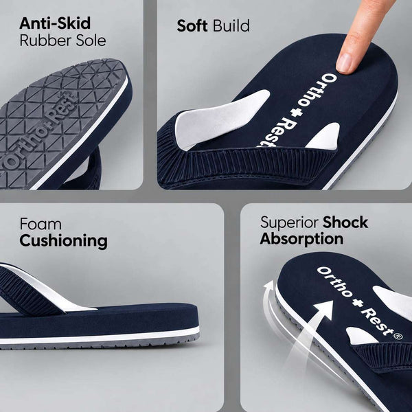 Ortho Rest  Slippers for Women with Cushioned Anti-Skid Sole (L219) - Navy Blue