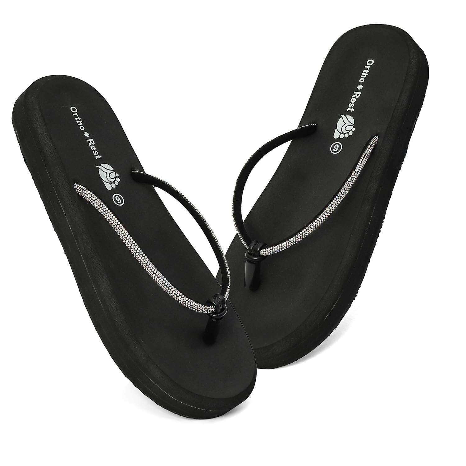Ortho Rest Comfort Extra Soft Ortho Slippers for Women |  Doctor Chappal Footwear | Casual Flip Flops for Home Daily Use (L347) - Black