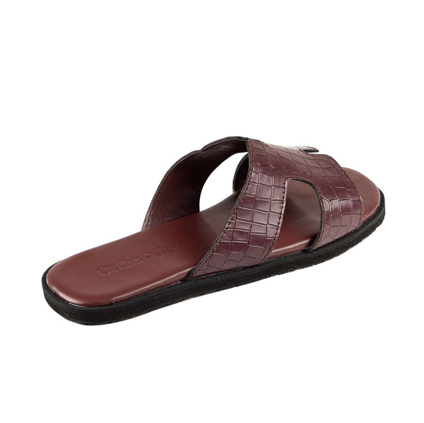 Ortho Rest Women’s Stylish Crocodile Textured Slider Sandals (HH01) - Maroon