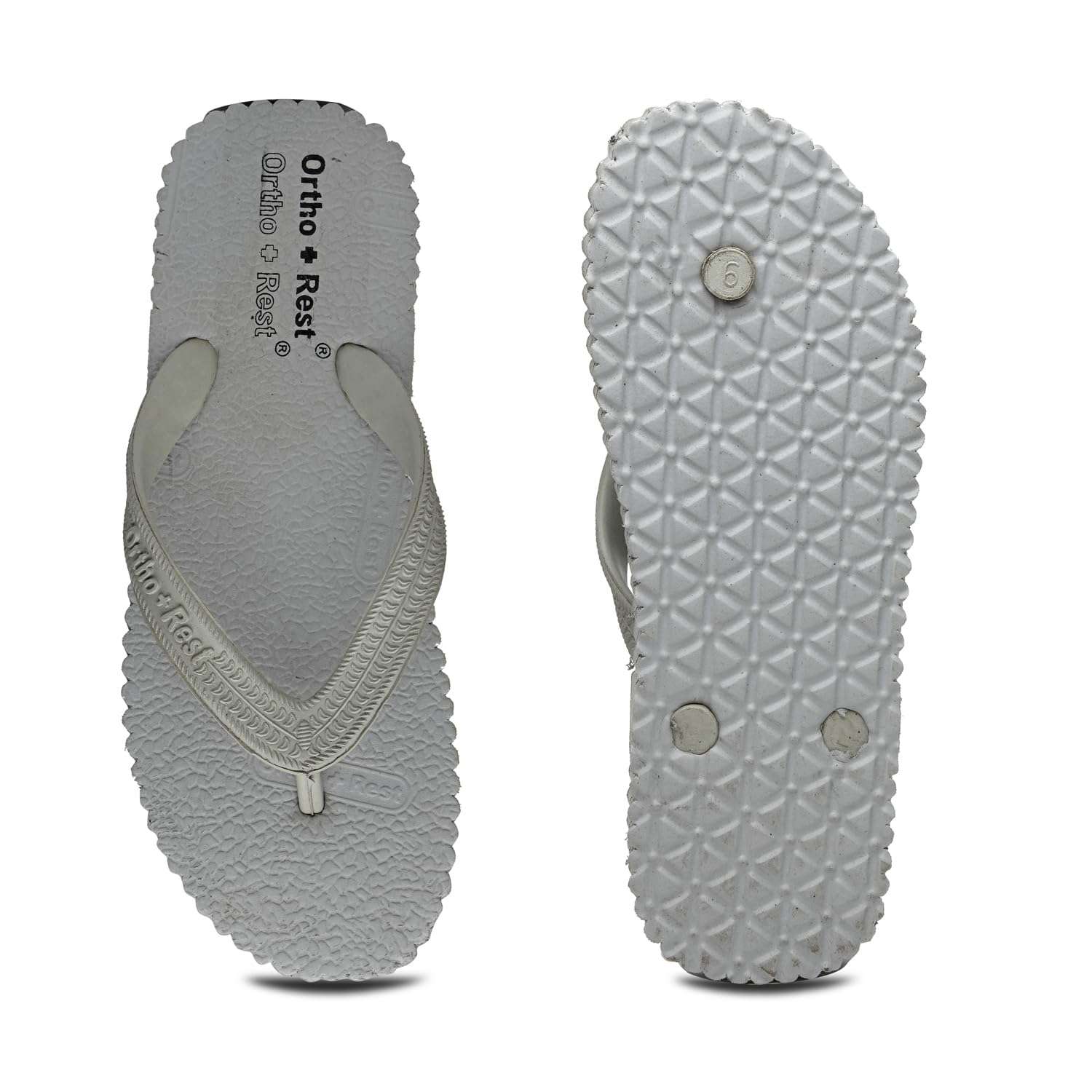 Ortho Rest Hawaii Chappal  Comfort Ortho Care, Bathroom Rubber Flip-Flops (R111) - Light Grey
