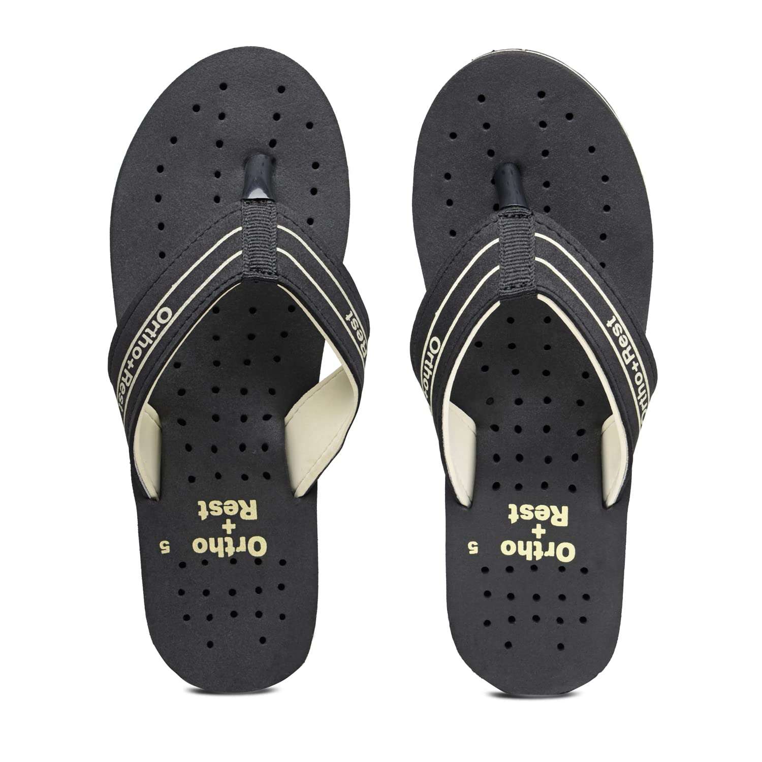 Ortho Rest Women's Comfortable and Stylish Flat Sandals Slipper | Soft Sole Casual Slip-On with back foot support (L331) - Black