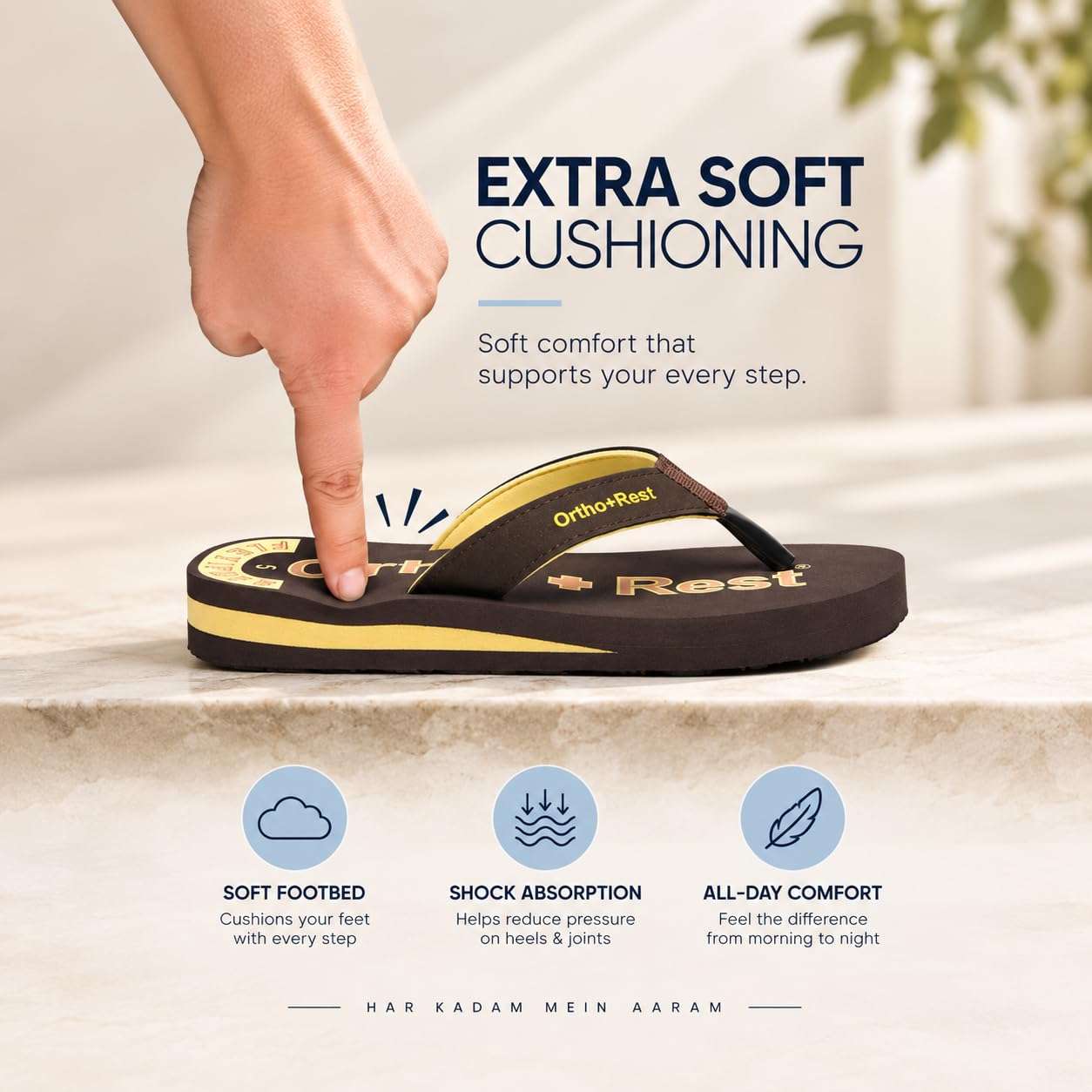 Ortho Rest Comfort Extra Soft Ortho Slippers for Women |  Doctor Chappal Footwear | Casual Flip Flops for Home Daily Use (L222) - Brown