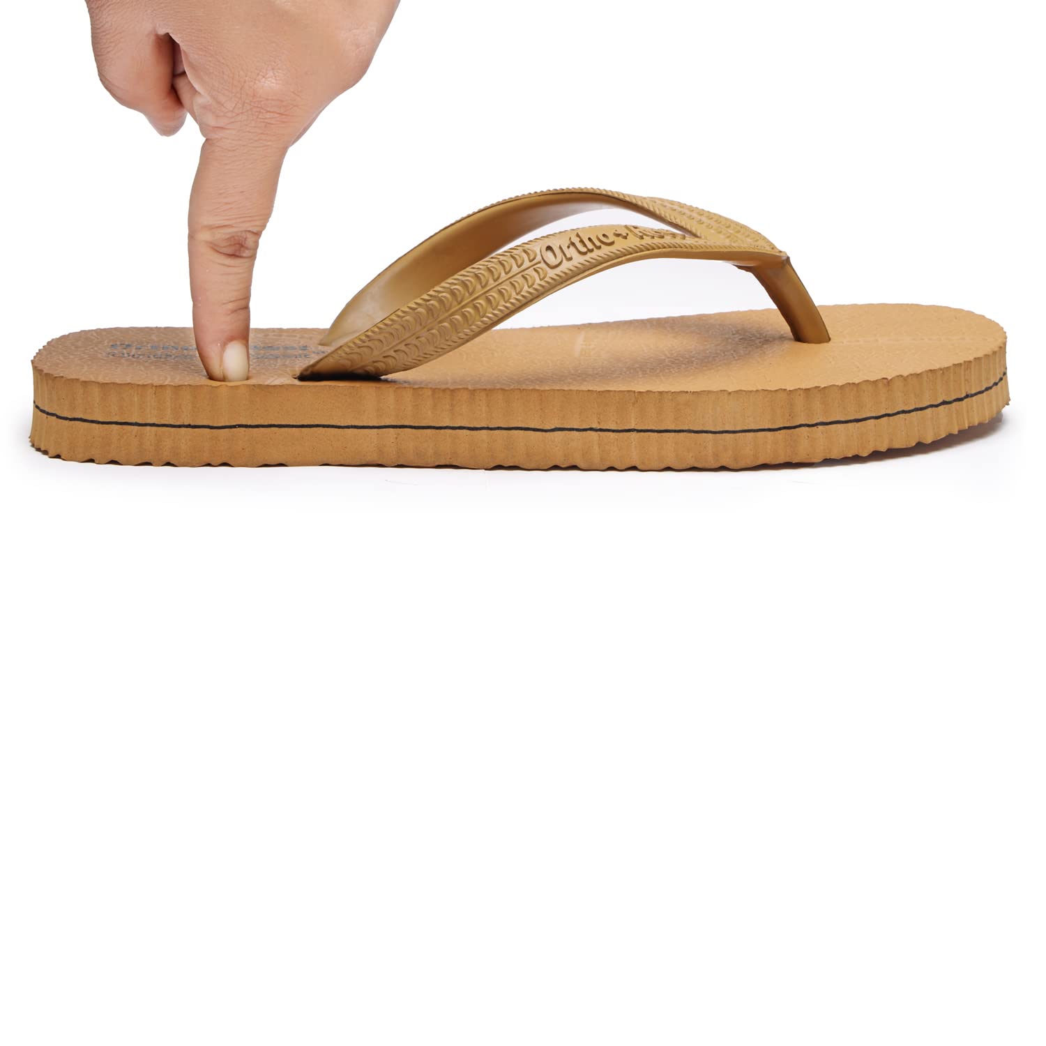 Ortho Rest Hawaii Chappal  Comfort Ortho Care, Bathroom Rubber Flip-Flops (R111) - Tan