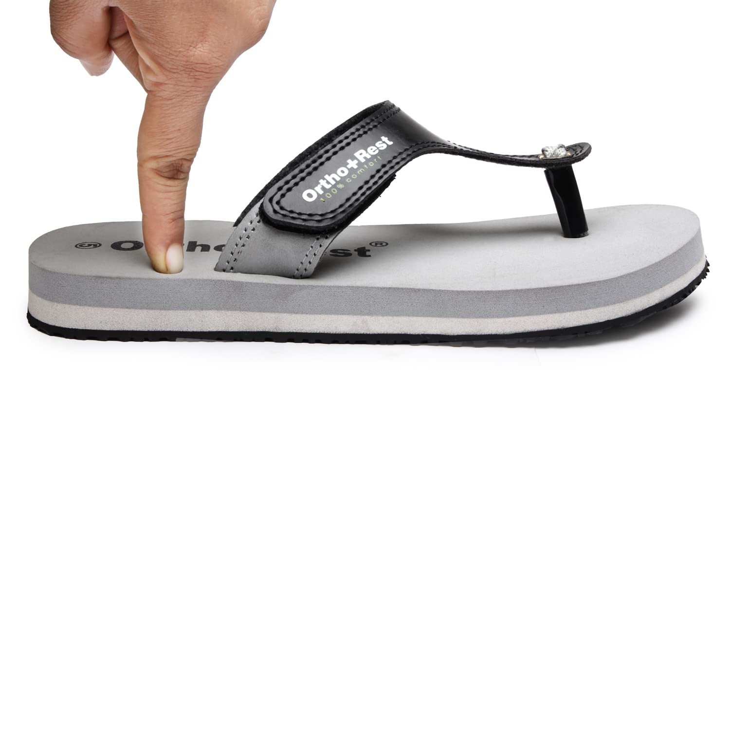 Ortho Rest Comfort Extra Soft Ortho Slippers for Women |  Doctor Chappal Footwear | Casual Flip Flops for Home Daily Use (L700) - Grey