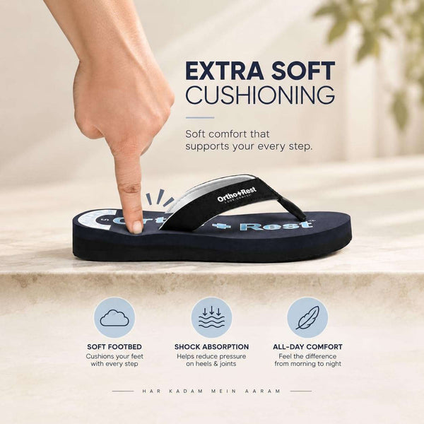 Ortho Rest Comfort Extra Soft Ortho Slippers for Women |  Doctor Chappal Footwear | Casual Flip Flops for Home Daily Use (L222) - Blue