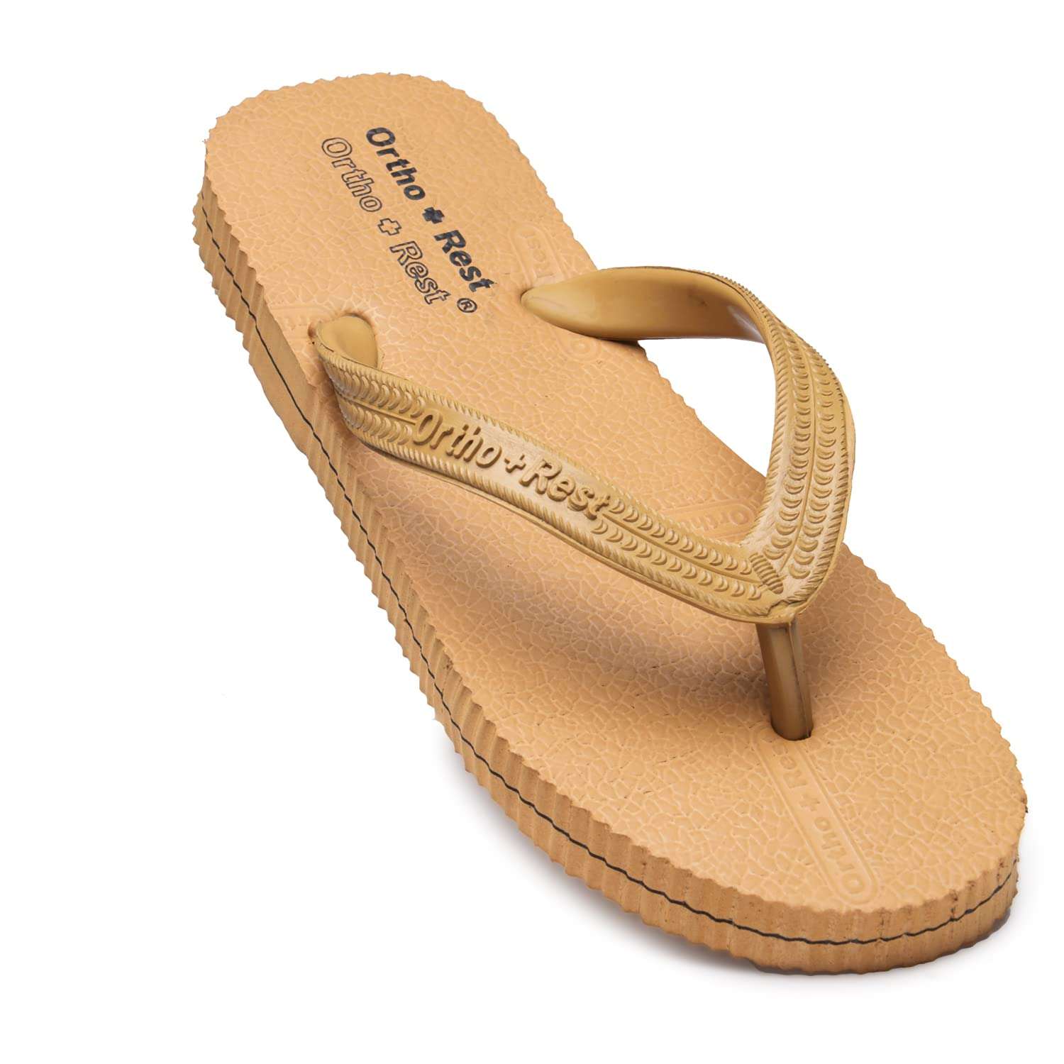 Ortho Rest Hawaii Chappal  Comfort Ortho Care, Bathroom Rubber Flip-Flops (R111) - Tan