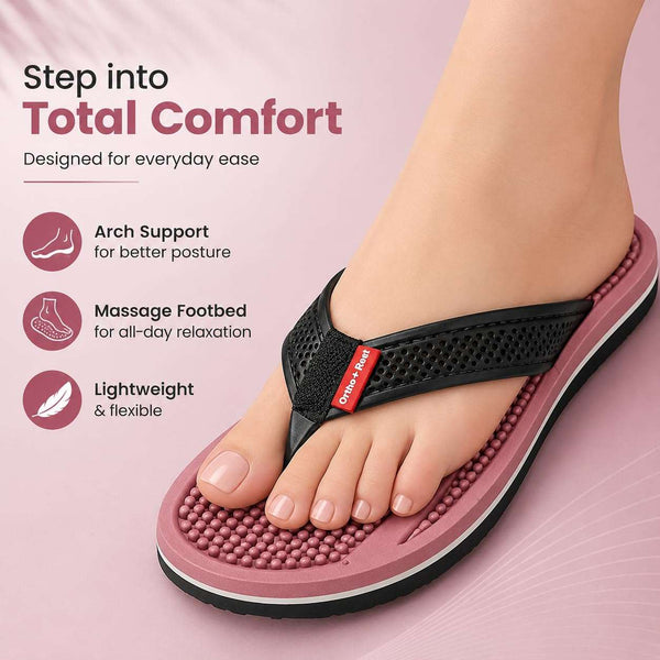 Ortho Rest Women's Comfortable and Stylish Flat Sandals Slipper | Soft Sole Casual Slip-On with back foot support (L215) - Pink