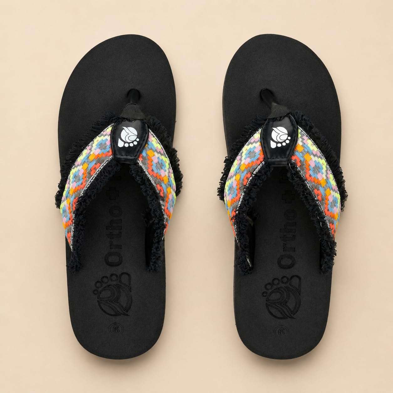 Ortho Rest Women's Comfortable and Stylish Flat Sandals Slipper | Soft Sole Casual Slip-On with back foot support (L3550) - Black