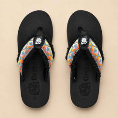 Ortho Rest Women's Comfortable and Stylish Flat Sandals Slipper | Soft Sole Casual Slip-On with back foot support (L3550) - Black