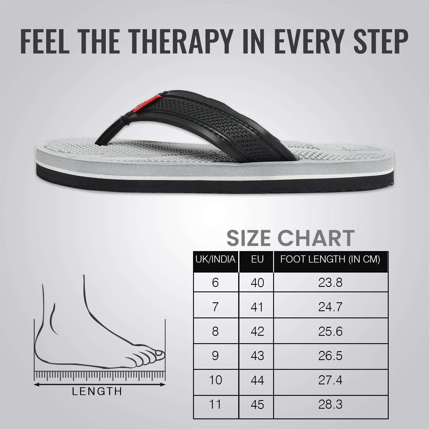 Ortho Rest  Men's Flip Flops with Acupressure Footbed (M10015) - Grey