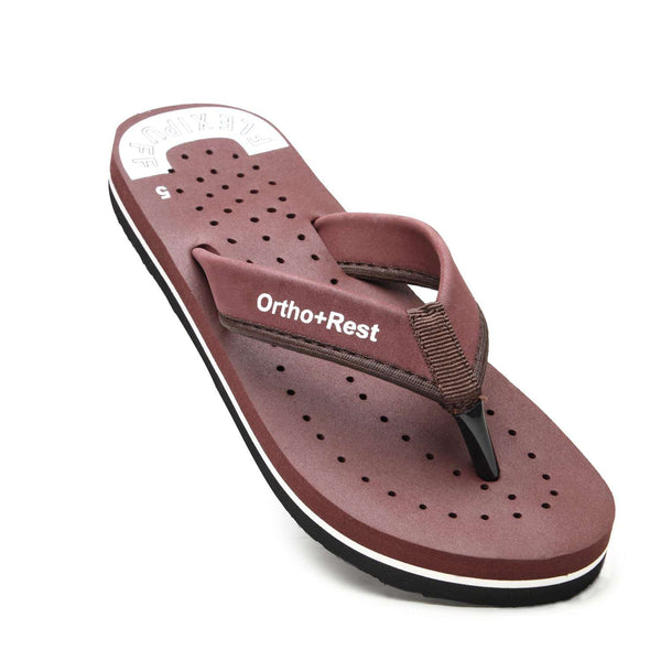Ortho Rest Women's Comfortable and Stylish Flat Sandals Slipper | Soft Sole Casual Slip-On with back foot support (L300) - Maroon