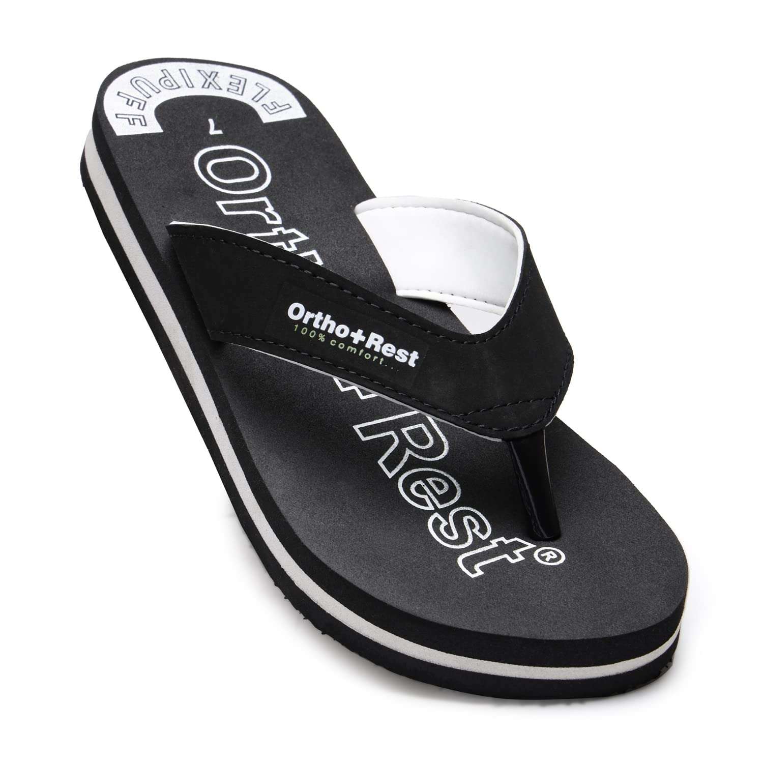 Ortho Rest Men Slipper  Super Soft, Lightweight and Comfortable Flip Flops for Home Daily Use (M555) - Black