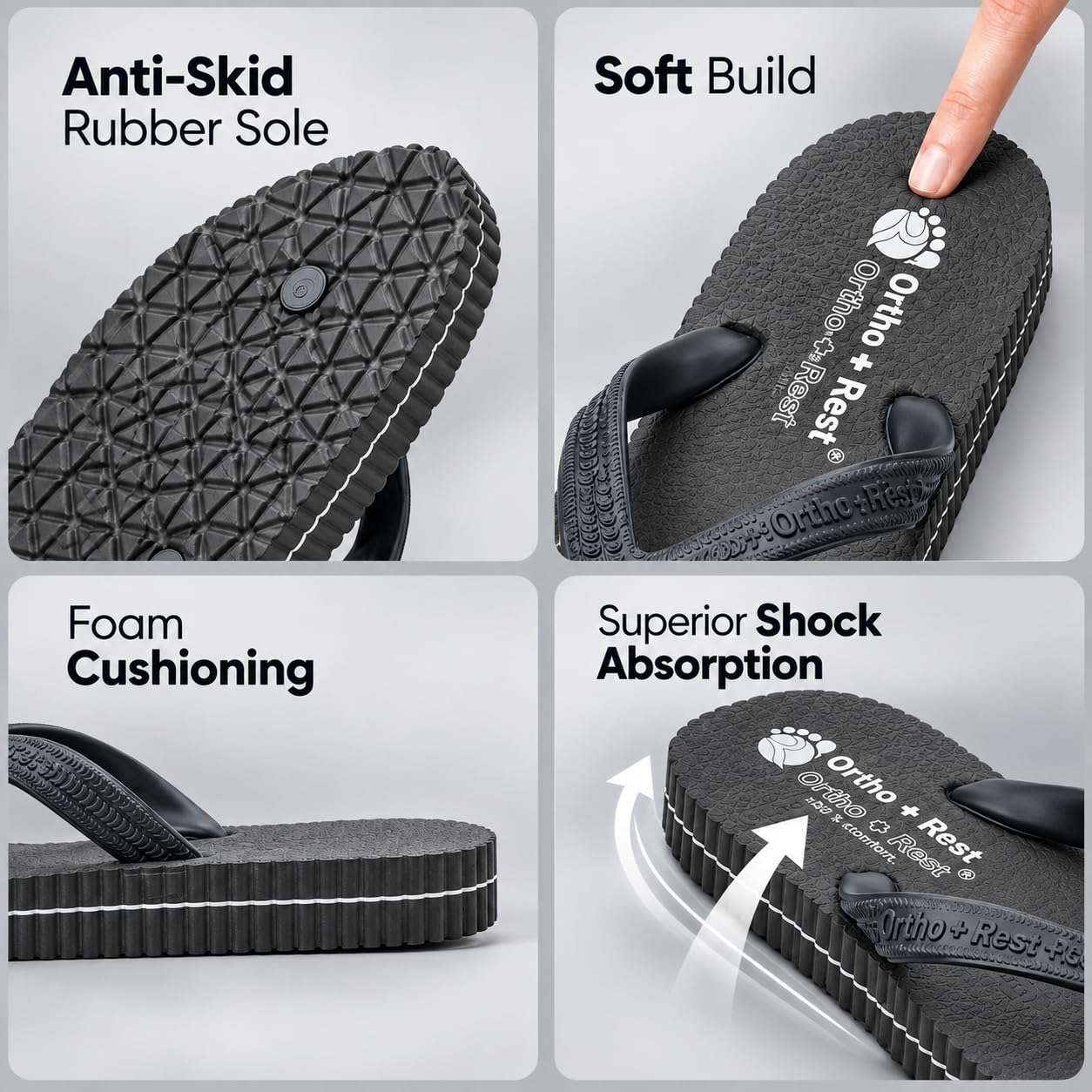 Ortho Rest Hawaii Chappal  Comfort Ortho Care, Bathroom Rubber Flip-Flops (R111) - Grey