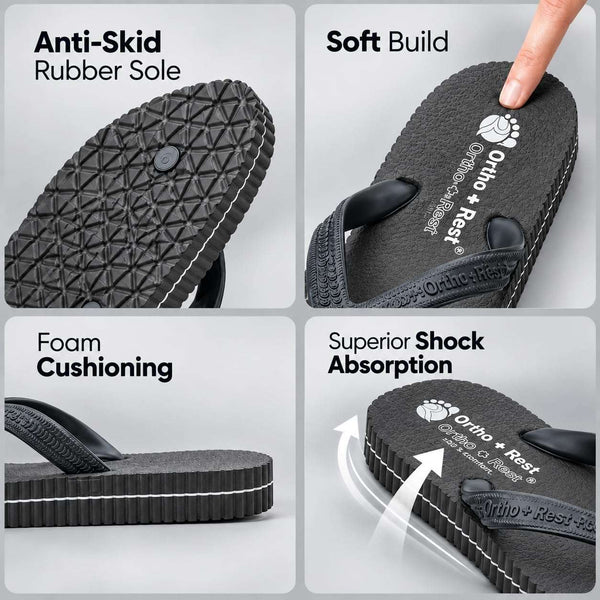 Ortho Rest Hawaii Chappal  Comfort Ortho Care, Bathroom Rubber Flip-Flops (R111) - Grey