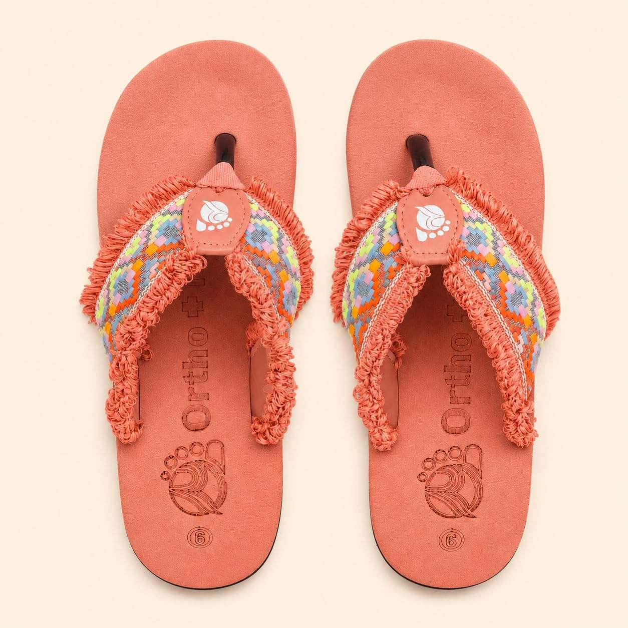 Ortho Rest Women's Comfortable and Stylish Flat Sandals Slipper | Soft Sole Casual Slip-On with back foot support (L3550) - Peach