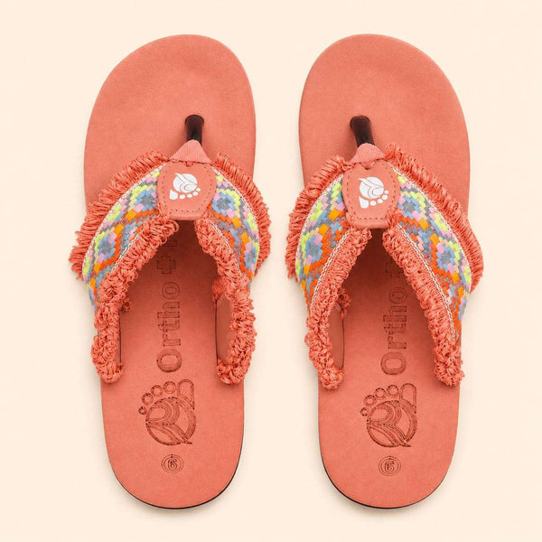 Ortho Rest Women's Comfortable and Stylish Flat Sandals Slipper | Soft Sole Casual Slip-On with back foot support (L3550) - Peach