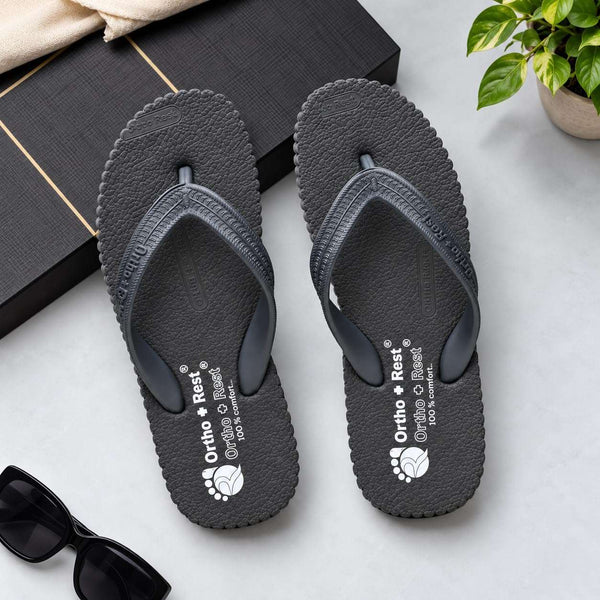 Ortho Rest Hawaii Chappal  Comfort Ortho Care, Bathroom Rubber Flip-Flops (R111) - Grey