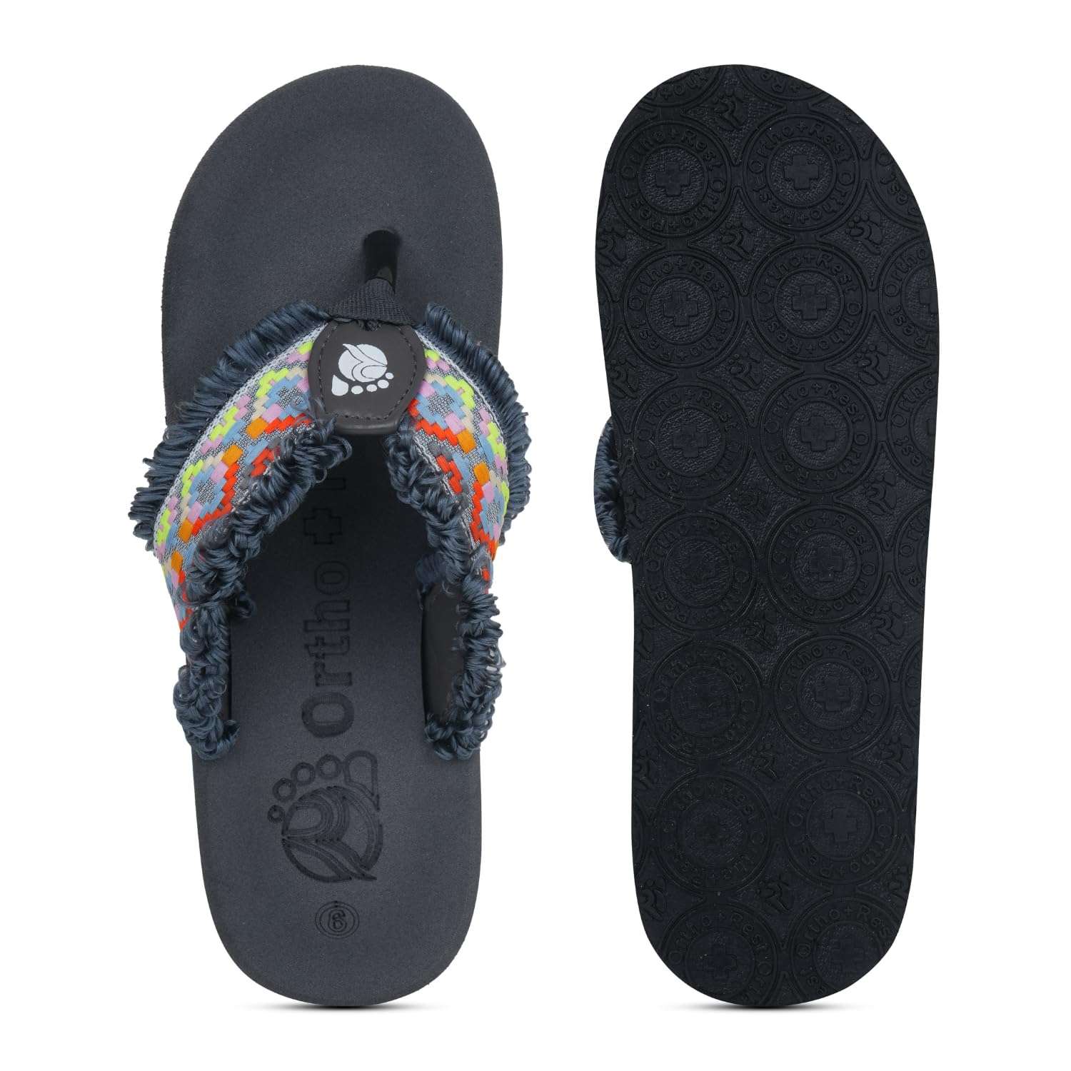 Ortho Rest Women's Comfortable and Stylish Flat Sandals Slipper | Soft Sole Casual Slip-On with back foot support (L3550) - Grey
