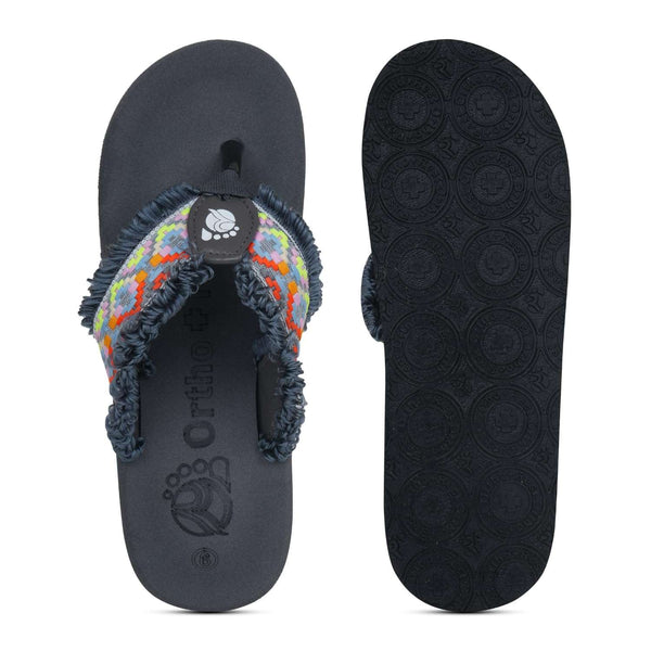Ortho Rest Women's Comfortable and Stylish Flat Sandals Slipper | Soft Sole Casual Slip-On with back foot support (L3550) - Grey