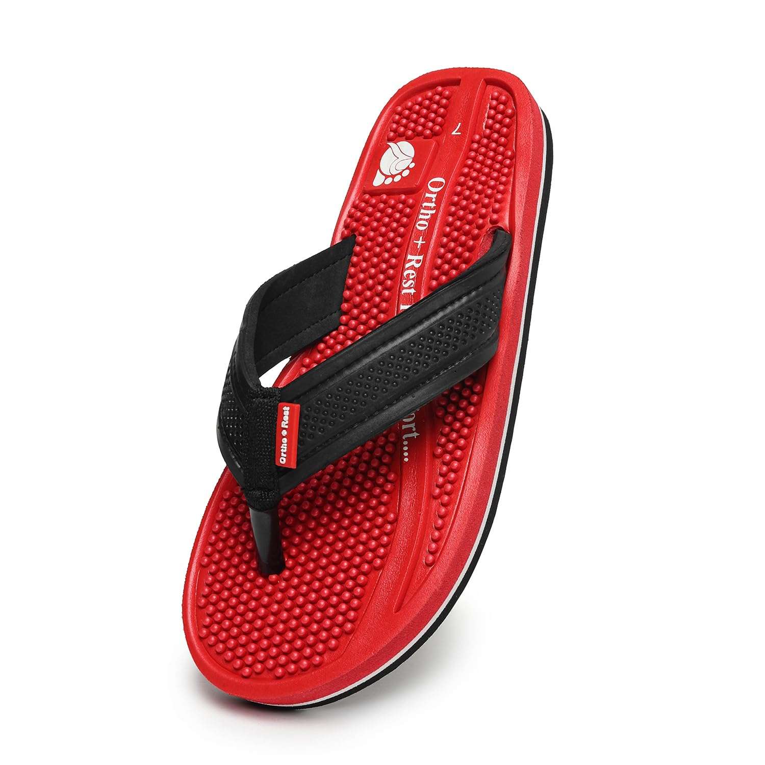 Ortho Rest  Men's Flip Flops with Acupressure Footbed (M10015) - Red