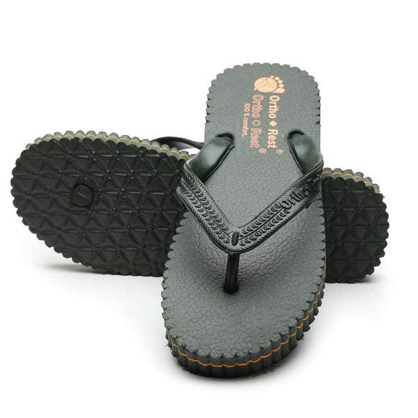 Ortho Rest Hawaii Chappal  Comfort Ortho Care, Bathroom Rubber Flip-Flops (R111) - Green
