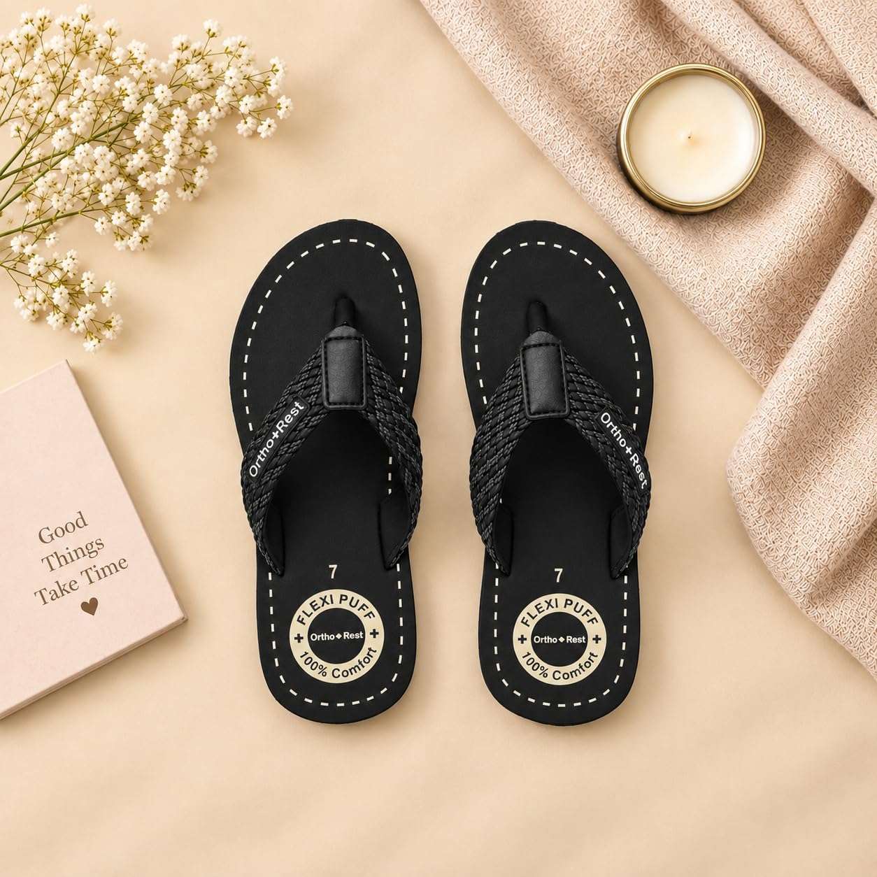 Ortho Rest Comfort Flip Flops for Man (M10000) - Black
