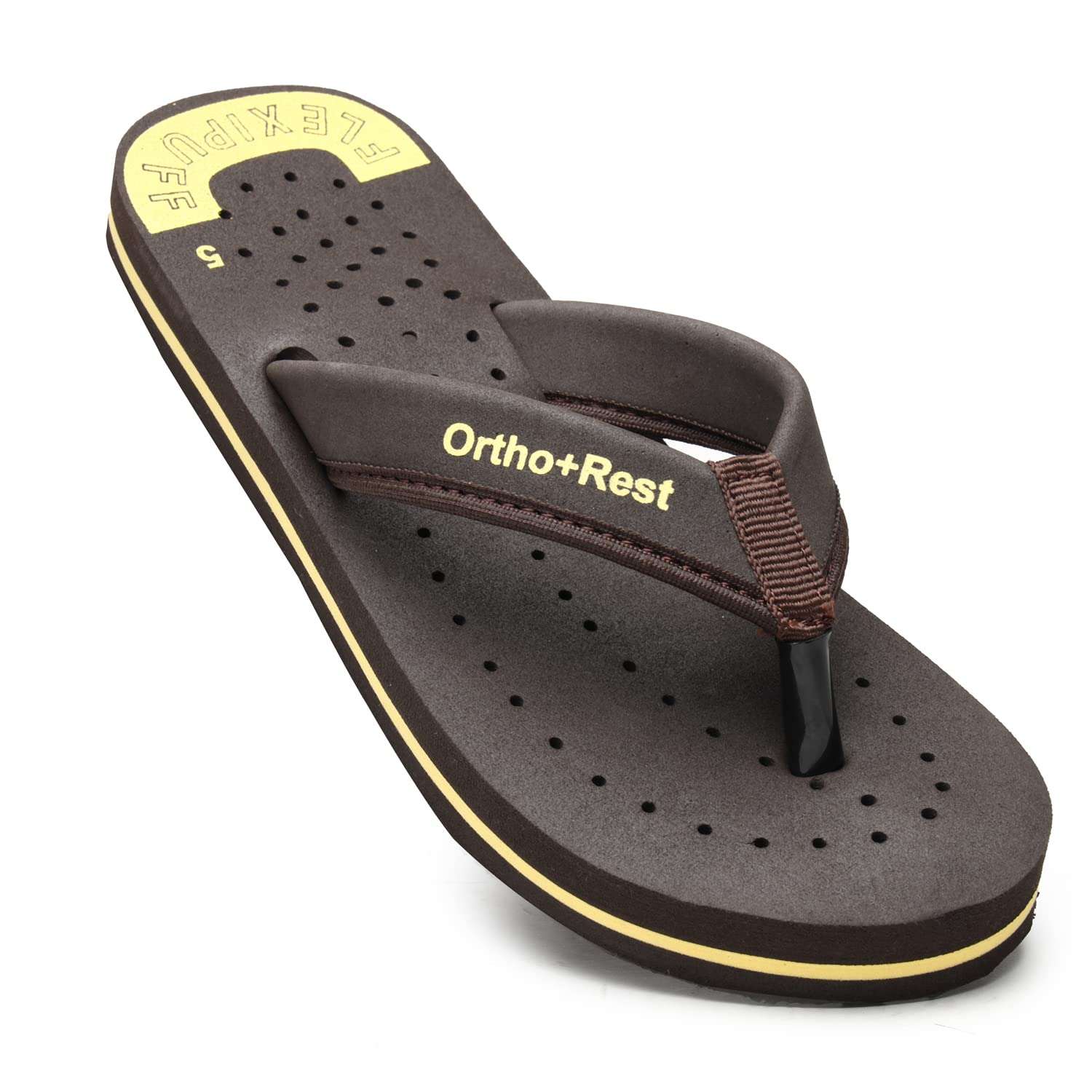 Ortho Rest Women's Comfortable and Stylish Flat Sandals Slipper | Soft Sole Casual Slip-On with back foot support (L300) - Brown
