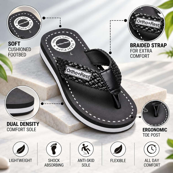 Ortho Rest Comfort Flip Flops for Man (M10000) - Black