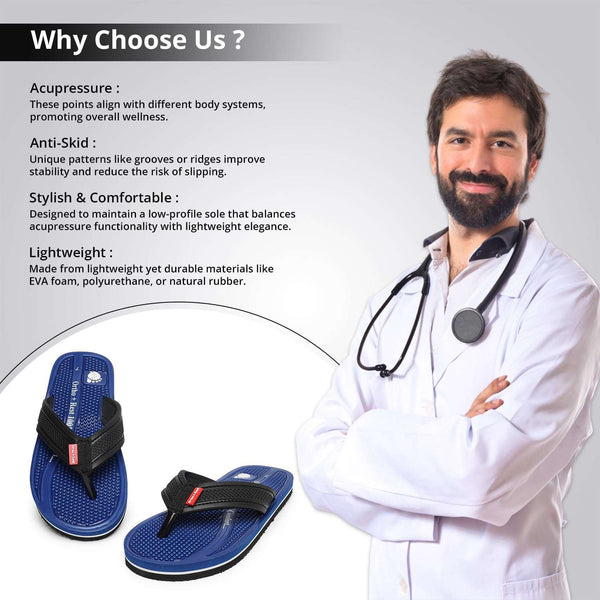 Ortho Rest  Men's Flip Flops with Acupressure Footbed (M10015) - Blue