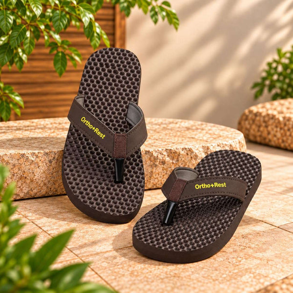 Ortho Rest Women's Comfortable and Stylish Flat Sandals Slipper | Soft Sole Casual Slip-On with back foot support (L777) - Brown