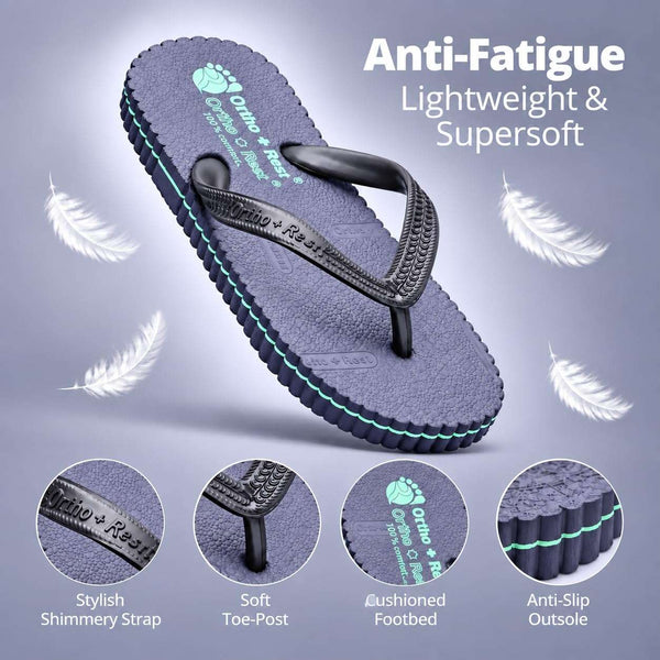 Ortho Rest Hawaii Chappal  Comfort Ortho Care, Bathroom Rubber Flip-Flops (R111) - Navy Blue
