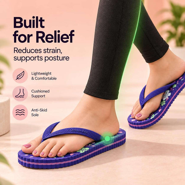 Ortho Rest Women's Comfortable and Stylish Flat Sandals Slipper | Soft Sole Casual Slip-On with back foot support (R115) - Purple