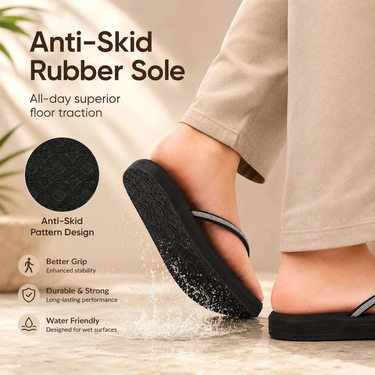 Ortho Rest Comfort Extra Soft Ortho Slippers for Women |  Doctor Chappal Footwear | Casual Flip Flops for Home Daily Use (L347) - Black