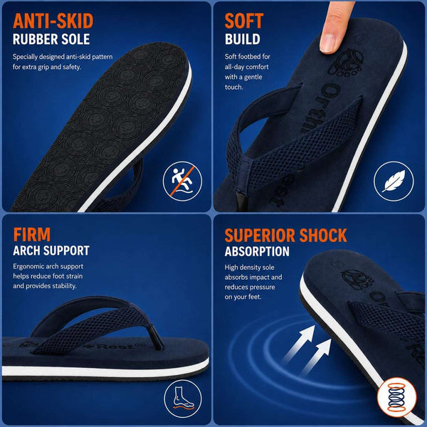 Ortho Rest Women's Comfortable and Stylish Flat Sandals Slipper | Soft Sole Casual Slip-On with back foot support (L217) - Blue