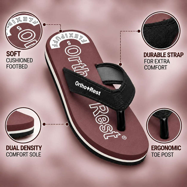 Ortho Rest Comfort Extra Soft Ortho Slippers for Women |  Doctor Chappal Footwear | Casual Flip Flops for Home Daily Use (L333) - Maroon
