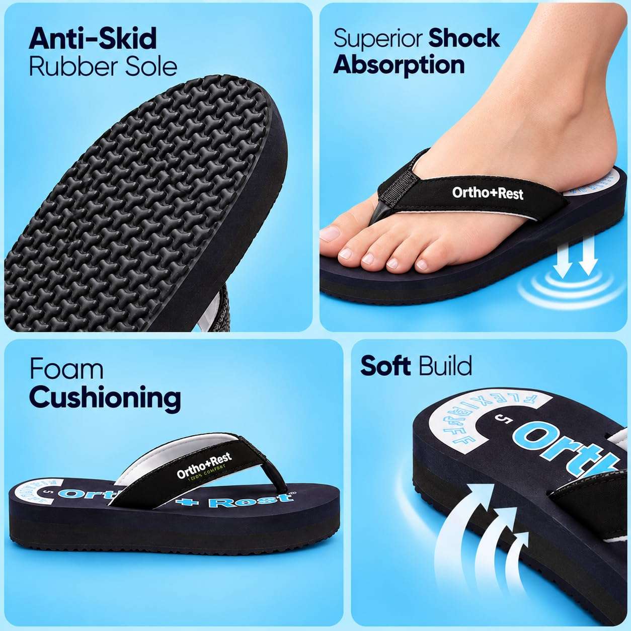 Ortho Rest Comfort Extra Soft Ortho Slippers for Women |  Doctor Chappal Footwear | Casual Flip Flops for Home Daily Use (L222) - Blue
