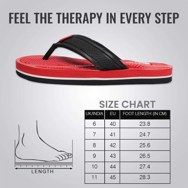 Ortho Rest  Men's Flip Flops with Acupressure Footbed (M10015) - Red