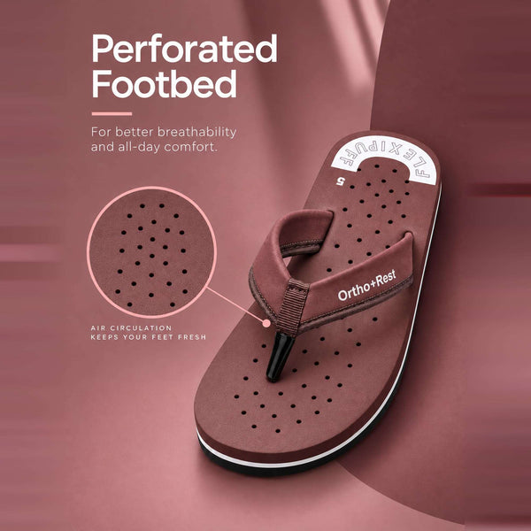 Ortho Rest Women's Comfortable and Stylish Flat Sandals Slipper | Soft Sole Casual Slip-On with back foot support (L300) - Maroon