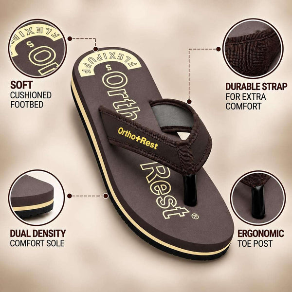 Ortho Rest Comfort Extra Soft Ortho Slippers for Women |  Doctor Chappal Footwear | Casual Flip Flops for Home Daily Use (L333) - Brown